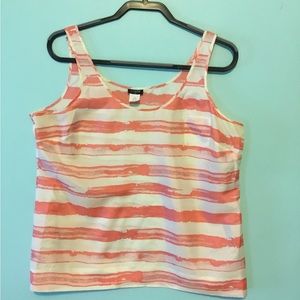 J Crew Silk Orange Cream Striped Tank Top
